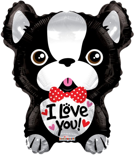 Foto: Folieballon i love you franse bulldog 45cm zonder vulling