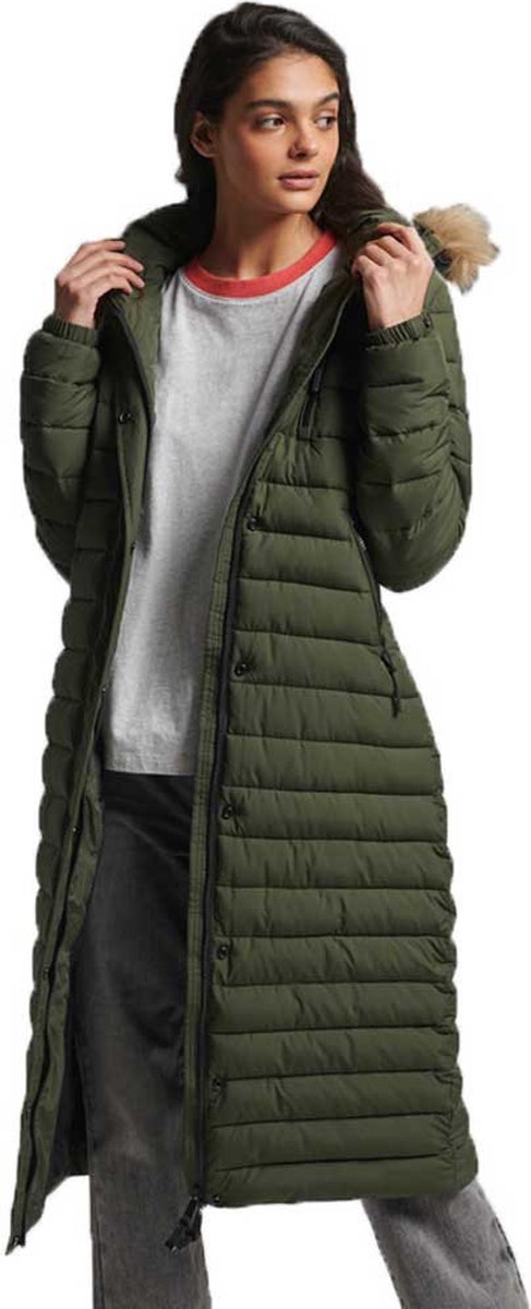 Superdry Superlange Fuji jas Dames Gewatteerde jassen Dark Moss
