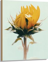 WallClassics - Hout - Openslaande Gele Bloem - 75x100 cm - 9 mm dik - Foto op Hout (Met Ophangsysteem)