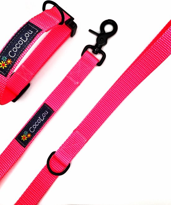 Halsband + riem hond - Cocolou set - roze - S