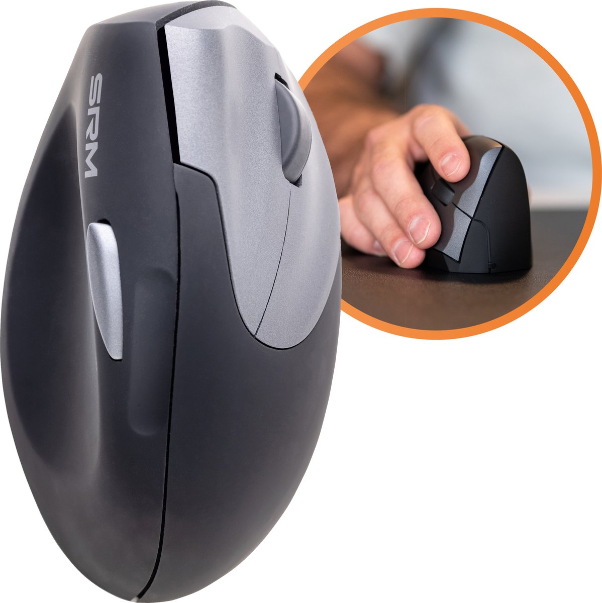 Ergofy SRM ergonomische muis rechtshandig - draadloze verticale muis – USB - zwart