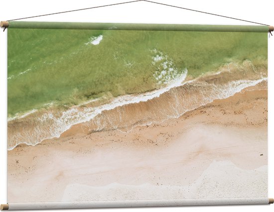 WallClassics - Affiche Textile - Mer Verte sur la Plage - 120x80 cm Photo sur Textile