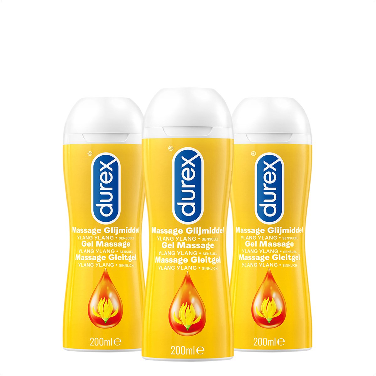 Goedkoopste Durex Massage Olie en Glijmiddel 2-in-1 - Sensual met Ylang Ylang - 200ml x3