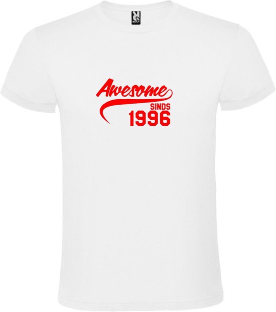 Wit T-Shirt met “Awesome sinds 1996 “ Afbeelding Rood Size XXXXL