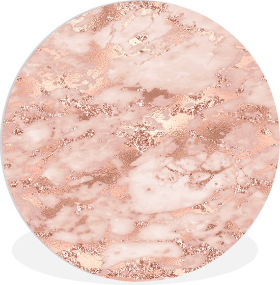 WallCircle - Wall Circle - Wall Circle Indoor - Marbre - Luxe - Or Rose - Rose - Glitter - Aspect Marbre - 60x60 cm - Décoration murale - Peintures Ronds
