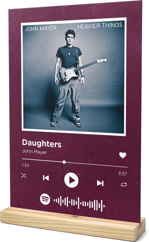 Songr Spotify Muziek Bordje Daughters John Mayer 20x30 Rood Songr spotify muziek bordje daughters john mayer 20x30 rood