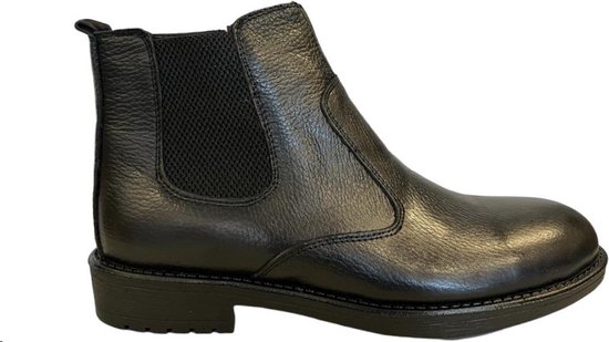 Herenschoenen- Chelsea Boots- Halfhoge leren Schoenen- Enkellaarzen 1003- Leather- Zwart- Maat 43