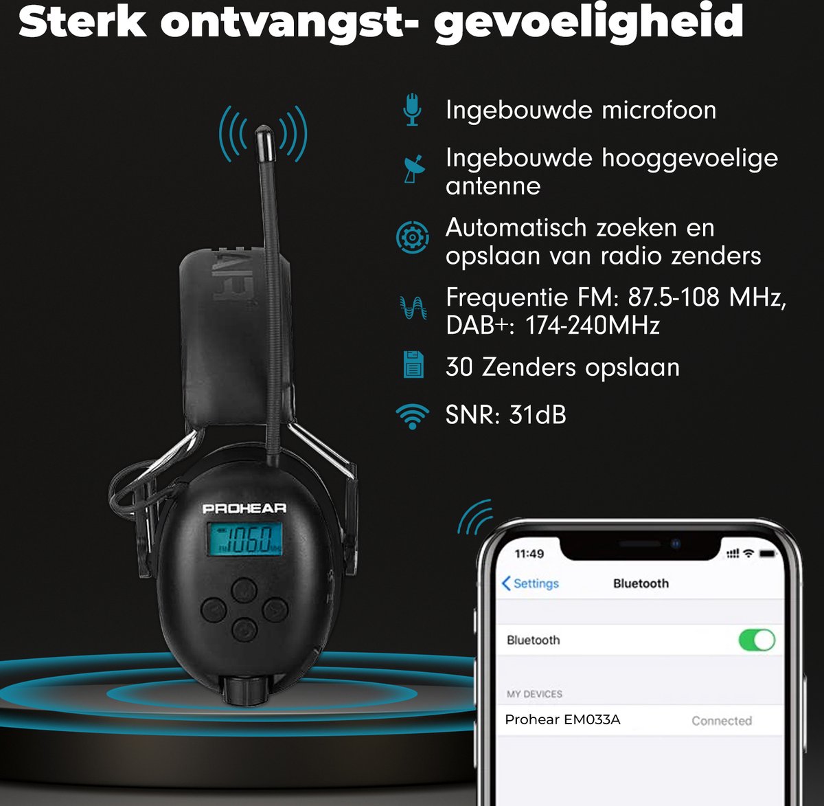 PROHEAR 030 Elektronische gehoorbescherming voor jacht schieten met