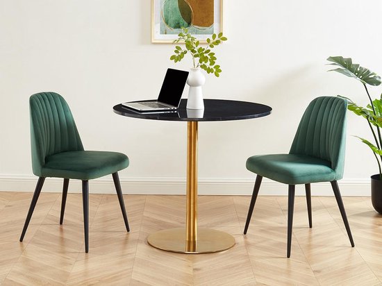 Richmond Bijzettafel Odin 45cm, Wit Marmer / Goud / Zwart - Richmond Interiors - RI-7360