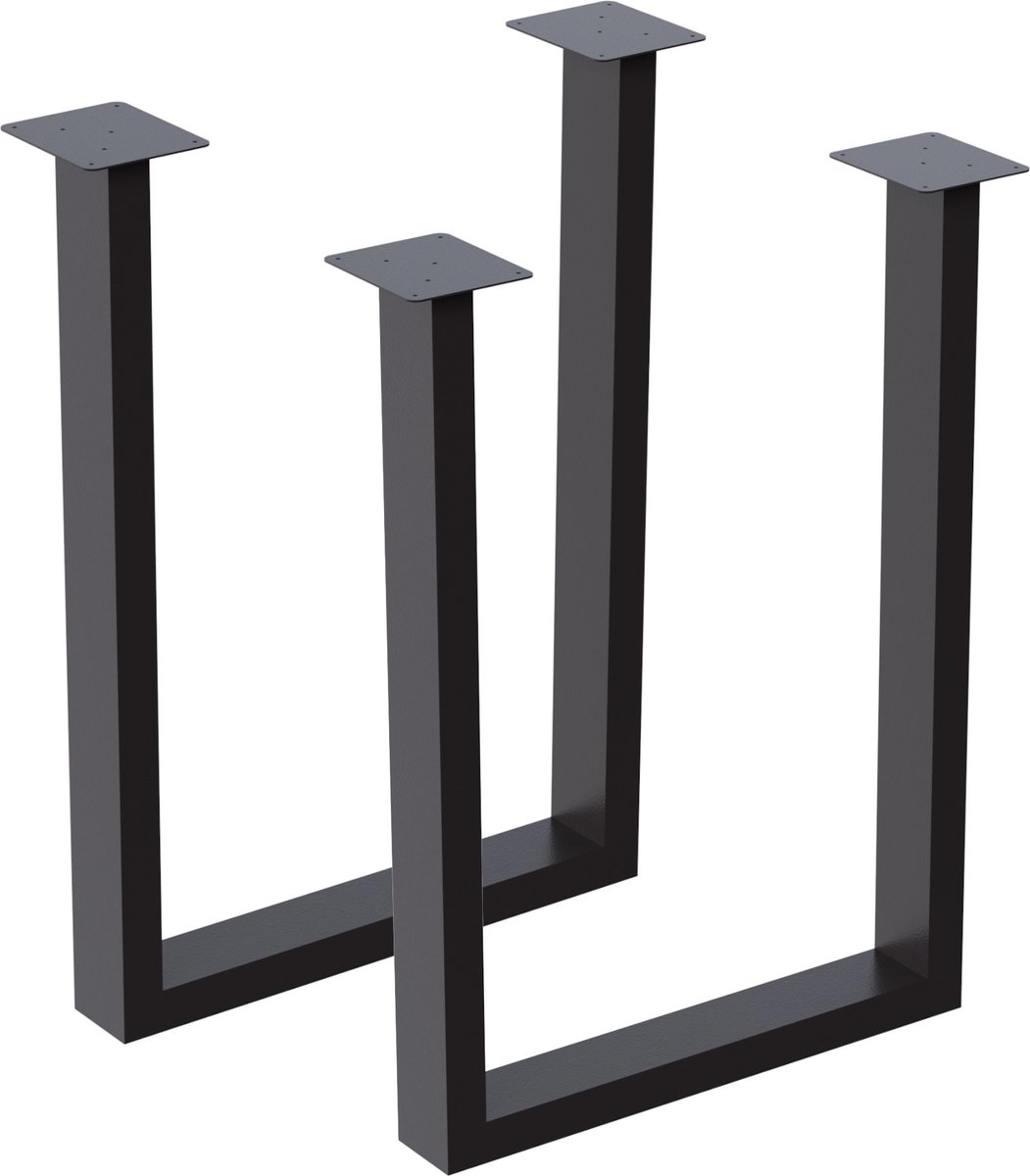 en.casa Stalen onderstel set van 2 U tafelpoot 40x28 cm zwart mat zwart, mat