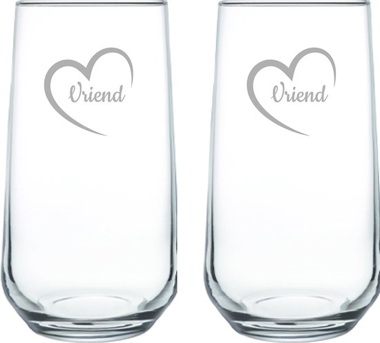 Foto: Gegraveerde drinkglas 47cl vriend met hartje vriendin met hartje