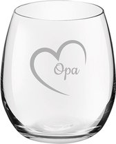 Gegraveerde Drinkglas 39cl Opa met hartje