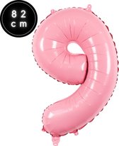 Cijfer Ballonnen - Nummer 9 - Roze - 82 cm - Helium Ballon - Fienosa