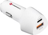 Autolader USB + USB-C Power 38W Power Delivery Forcell wit Carbon