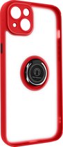 Geschikt voor Apple iPhone 14 Plus Bi-materiaal Case Ring Video-Ondersteuning rood