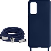 Geschikt voor Samsung Galaxy S20 FE Koord Hoesje Semi-rigide Nekkoord 80cm blauw