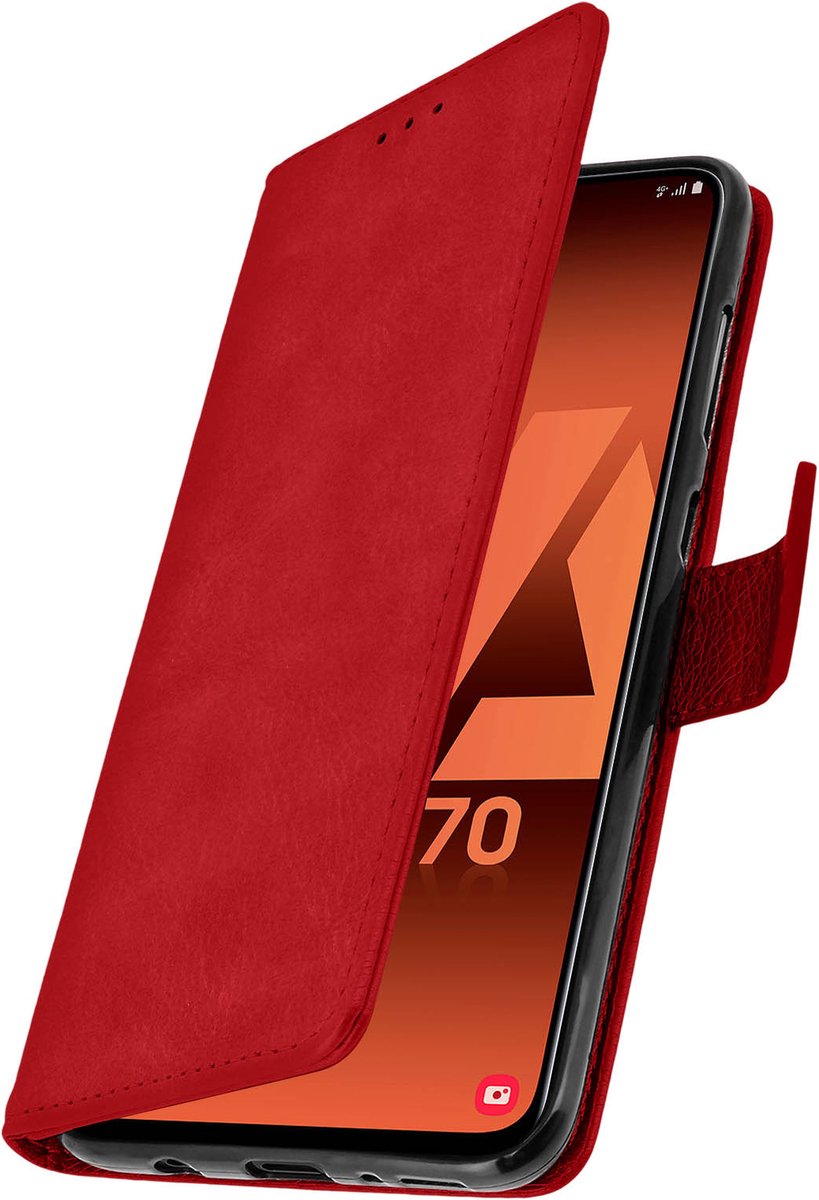 Geschikt voor Samsung Galaxy A70 Bookcover Video Support Functie rood
