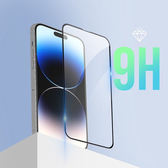 Convient pour Apple iPhone 14 Pro Max Verre Trempé 9H Pleine Adhérence Bord Biseauté Zwart