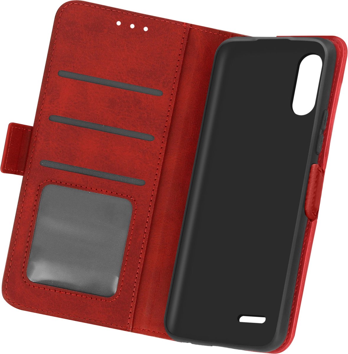 Geschikt voor LG K22 Wallet Videohouder Magnetisch Tab rood