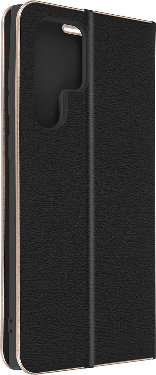 Forcell, Hoesje Geschikt voor Samsung S22 Ultra met Pasjeshouder en Standfunctie, Zwart