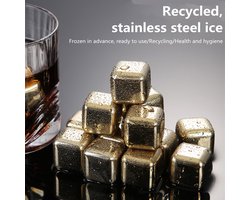 TDR-Luxe whiskey set+6 Whiskey stones +1 fluwelen zakje +opbergdoos-Herbruikbare -roestvrij-goud