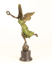 BRONZEN beeld houw werk VAN DE GEVLEUGELDE DAME DANSERES Hoogte: 40,7 Breedte: 18,1 Lengte: 20,8