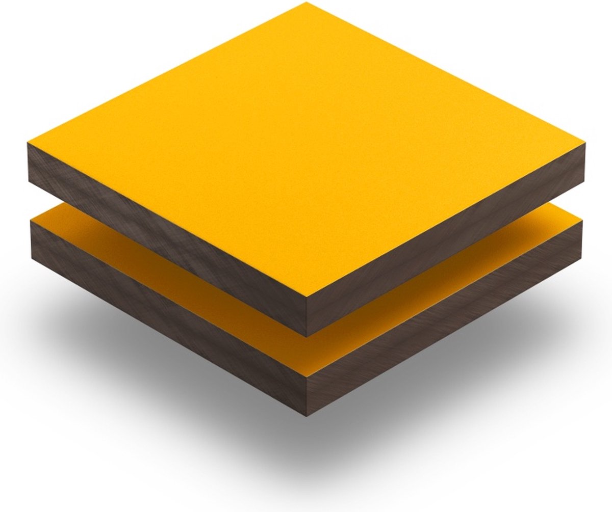 HPL plaat 6 mm dik - 60 x 30 cm - Structuur Signaalgeel