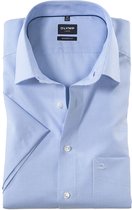 OLYMP Luxor modern fit overhemd - korte mouw - lichtblauw met wit geruit - Strijkvrij - Boordmaat: 47