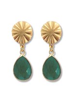 Zatthu Jewelry - N23SS580 - Kamy oorbellen met groene hanger