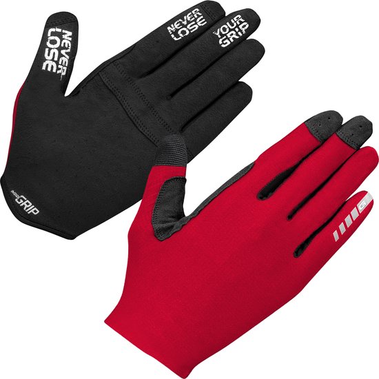 GripGrab - Aerolite InsideGrip Lange Vinger Zomer Race MTB Fietshandschoenen zonder Padding - Rood - Unisex - Maat S