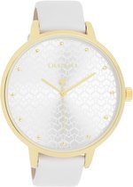 OOZOO Timepieces - Montre couleur or avec bracelet en cuir blanc - C11158