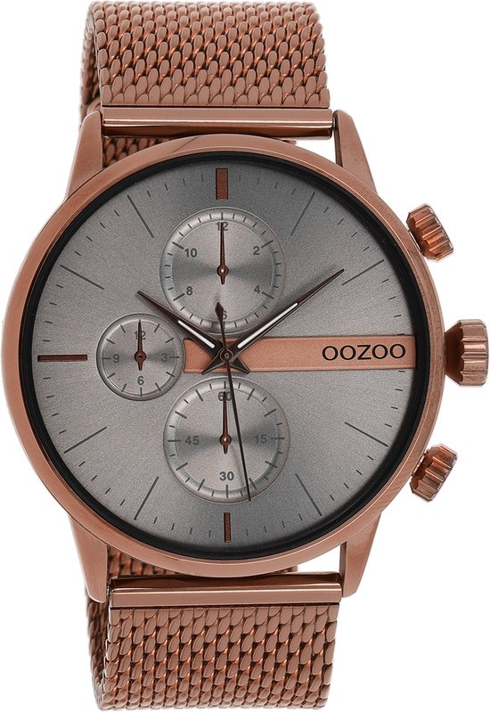 OOZOO Timepieces - Montre marron avec bracelet en maille de métal marron - C11103