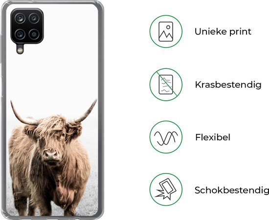 Coque Samsung Galaxy A12 - Scottish Highlander - Fourrure - Vache - Siliconen