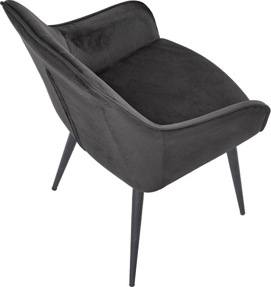 Soph & Tess - Imperial Dining Chair - Zwart - Set de 2 - Velours - Velours - Industriel - Avec accoudoir