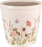 Clayre & Eef Pot de fleurs Ø 21x19 cm Rose Beige Céramique Fleurs Pot de fleurs d'intérieur