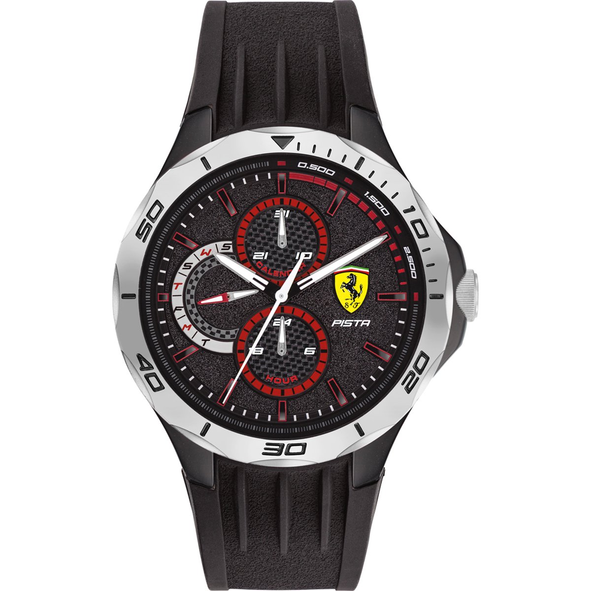 Ferrari Pista 0830722 Horloge - Rubber - Zwart - Ø 44 mm