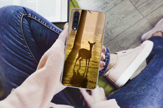 Coque Samsung Galaxy A50 - Cerfs - Soleil - Arbres - Étui de téléphone en Siliconen