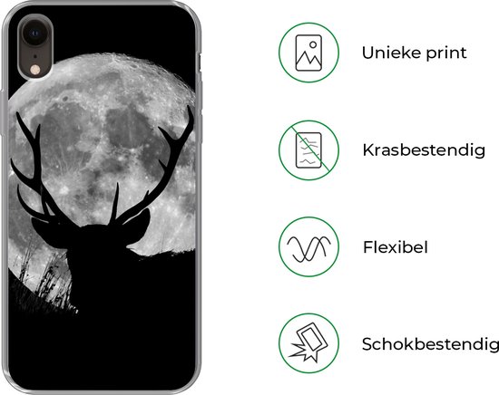 Coque iPhone XR - Cerf - Lune - Nuit - Siliconen