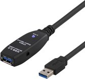 DELTACO USB3-1004, câble d'extension USB actif USB 3.0, noir, 7 mètres