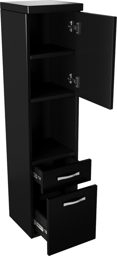 Colonn sall d bains AKORD FIN Blanch 30 cm 2 ports 1 tiroir façad Wngé 5 étagèrs