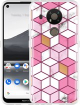 Nokia 3.4 Hoesje Pink-gold-white Marble - Designed by Cazy