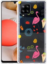 Hoesje Geschikt voor Samsung Galaxy A42 Summer Flamingo