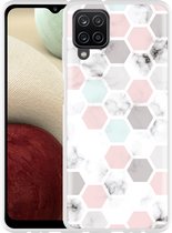 Hoesje Geschikt voor Samsung Galaxy A12 Marmer Honeycomb