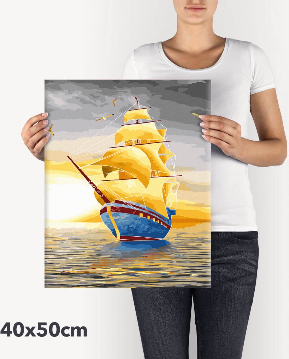 Schilderen Op Nummer Volwassenen DIY Paint By Number Compleet Hobby Pakket op Frame met Vernis - ®Arty Bee - Golden Pearl - 3x40x50cm — afbeelding 9