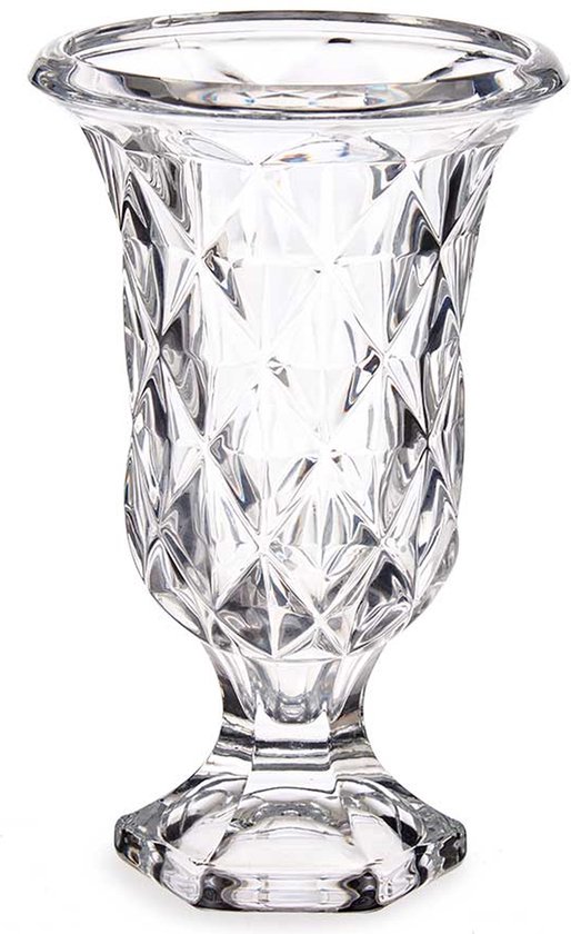 Décor cadeau - Vase fleuri - Rhombus verre transparent - 15 x 24 cm