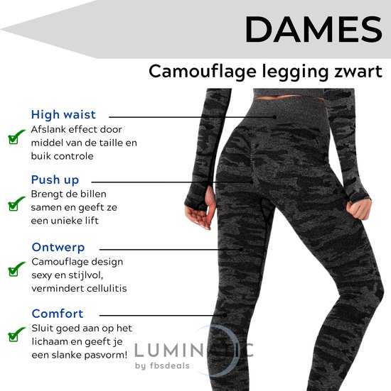 Sportlegging Dames - Yoga Legging - Fitness Legging - Legging Dames - Sport Legging - Shapewear Dames - Camouflage Broek - Camo - Luminatic® - Zwart - XS — afbeelding 2