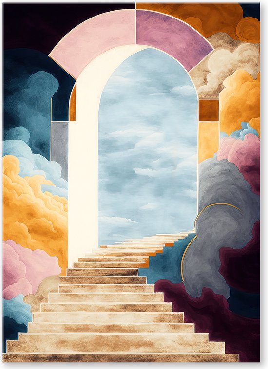 Graphic Message - Peinture sur toile - Escalier vers le ciel - Chemin