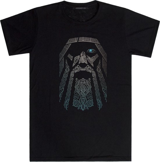 Odin Viking Norse Mythology T-Shirt, Norse Pagan Viking Mythology Vêtements, Black Tshirt (L)
