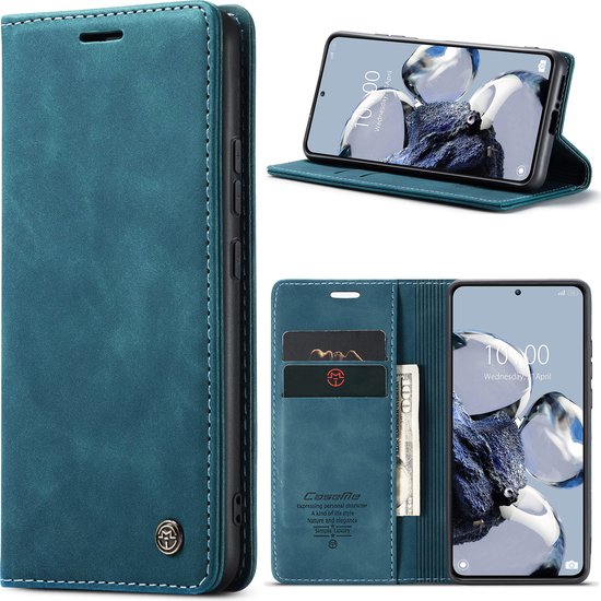 CaseMe - Telefoonhoesje geschikt voor Xiaomi 12T Pro - Wallet Book Case - Met Magnetische Sluiting - Donker Blauw