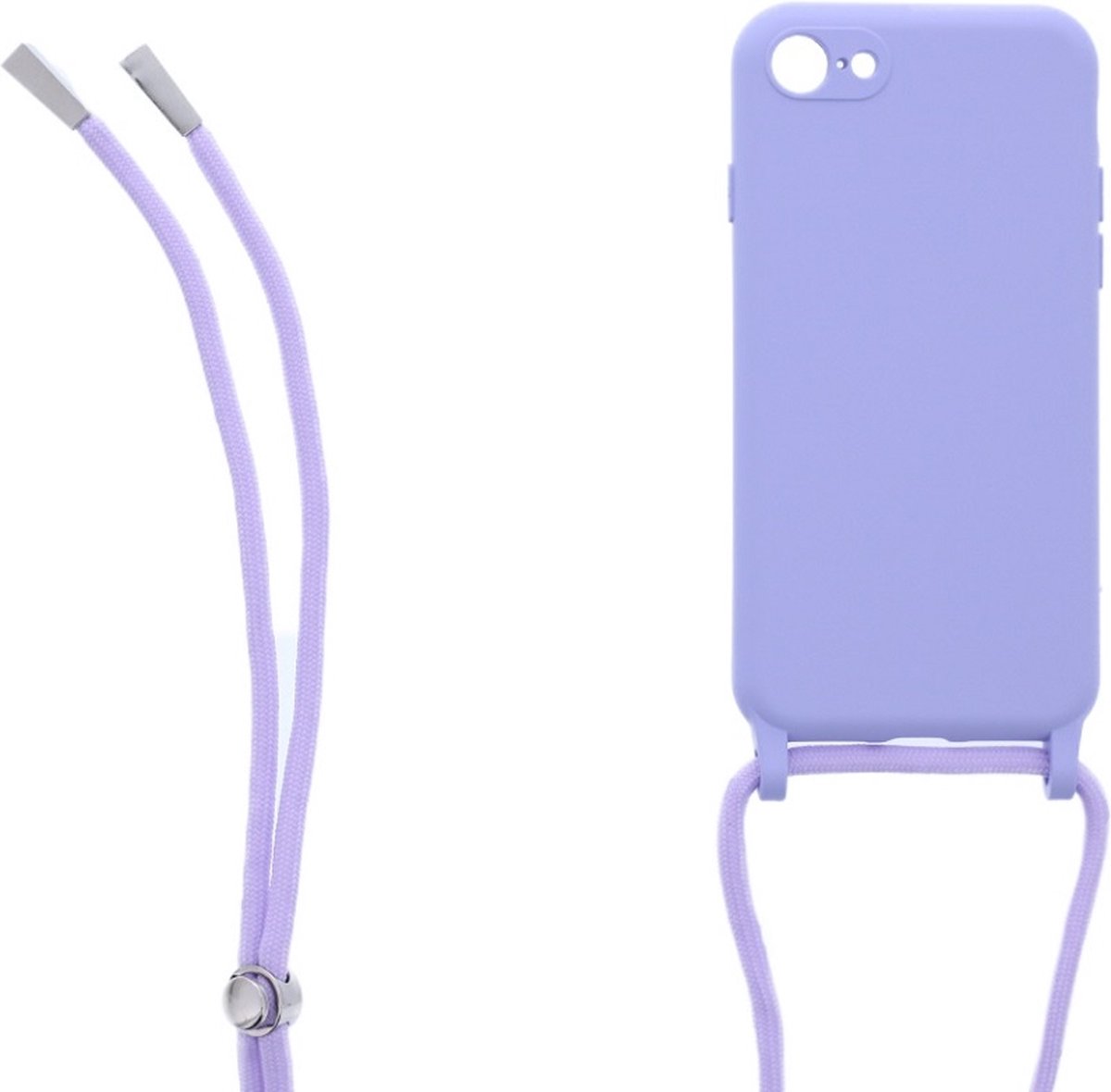 LuxeBass Siliconen hoesje met koord geschikt voor Apple iPhone 7 - Paars - telefoonhoes - gsm hoes - telefoonhoesje